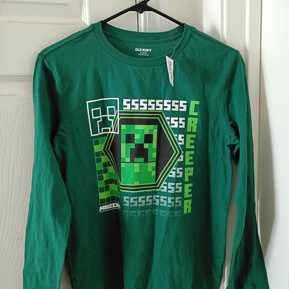 Old Navy Green Minecraft Creeper Kids Shirt